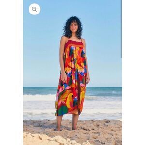 Anthropologie Farm Rio Macaw Party Crochet Cover Up Dress Large L NEW